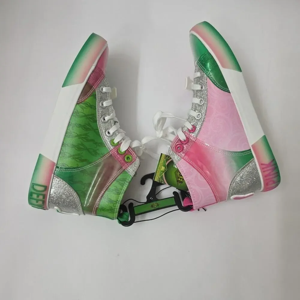 Wicked Movie High Top Sneakers Sz 6.5 Pink Green New Ground Up Elphaba Glynda - Picture 8 of 11